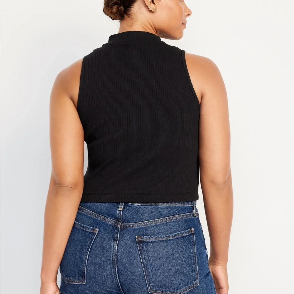 Mock Neck Ribbed Tank Top - Picture 6 of 13